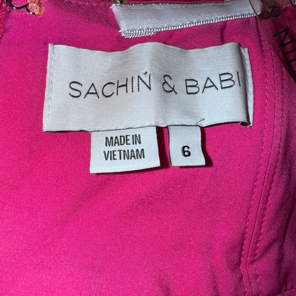 Sachin & Babi Coco Pink Floral strapless A-Line Mini Dress 6 - Picture 4 of 4